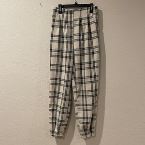 SHEIN Black and White Plaid Joggers